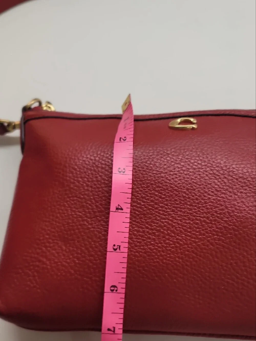 Coach Refined Pebble Leather Legacy Zip Top Crossbody In Red